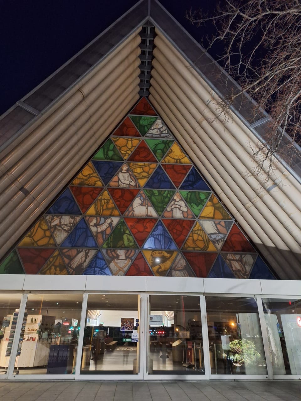 Christchurch Cardboard Cathedral at night