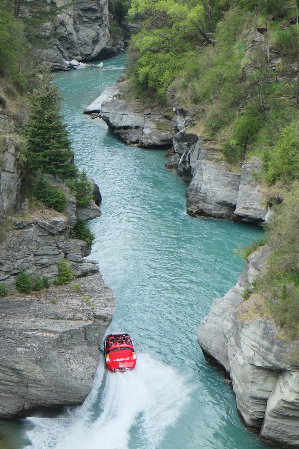 Shotover Jet boat in canyon